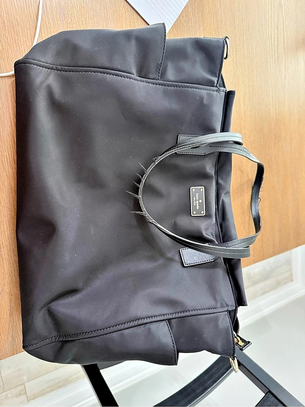 Kate Spade Black Nylon Baby/Diaper Bag Tote
